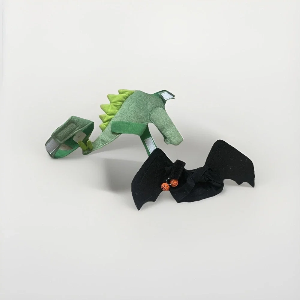 Lot of 2 Dog Cat Halloween Costumes XS Bat And Light‎ Up Dinosaur